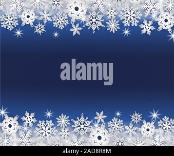 Natale sfondo blu con i fiocchi di neve Illustrazione Vettoriale