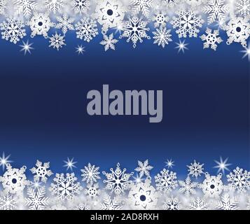 Natale sfondo blu con i fiocchi di neve Foto Stock