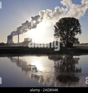 Disco di centrali elettriche a carbone Heyden, il riscaldamento globale, carbone phase-out, Petershagen, Germania Europa Foto Stock