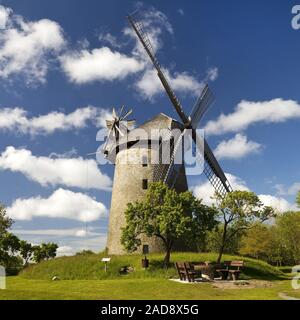 Mulino a vento Seelenfelder Koenigsmuehle, Petershagen, Renania settentrionale-Vestfalia, Germania, Europa Foto Stock