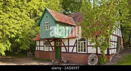 Mulino ad acqua Plaggenmuehle, Petershagen, East Westfalia, Renania settentrionale-Vestfalia, Germania, Europa Foto Stock