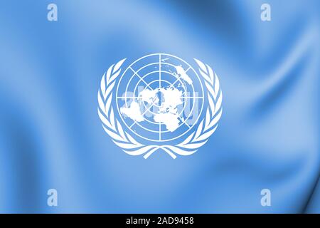 3D bandiera delle Nazioni Unite. 3D'illustrazione. Foto Stock