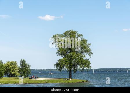 Marstall peninsular, Schweriner lago Schwerin, Meclemburgo-Pomerania Occidentale, Germania, Europa Foto Stock