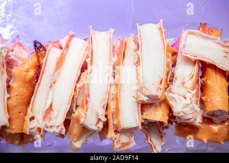 Alaskan King crab seafood su ghiaccio Foto Stock