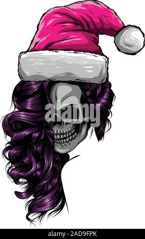 Cranio indossando Santa Claus hat illustrazione vettoriale Illustrazione Vettoriale