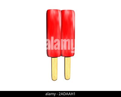 Gelato alla fragola su un bastone Foto Stock