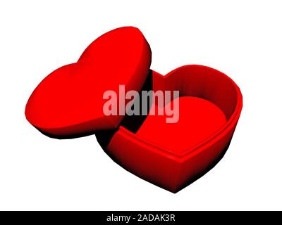 Cuore rosso a forma di scatola con coperchio Foto Stock