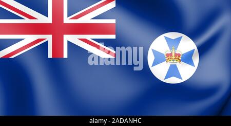 3D Bandiera del Queensland, Australia. 3D'illustrazione. Foto Stock