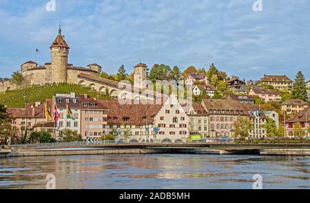 Fortezza Munot e la città vecchia di Schaffhausen, Svizzera Foto Stock