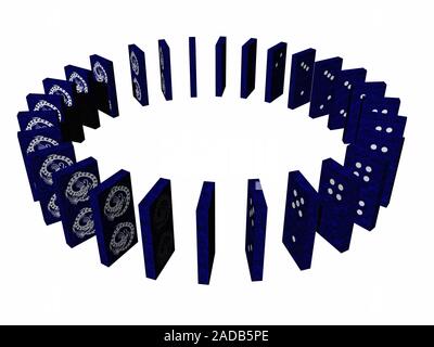 Domino disposte in modo diverso Foto Stock