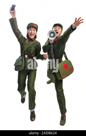 Felice, gioventù in uniforme Foto Stock