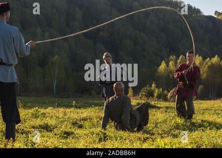 I discendenti dei Cosacchi in Altai Foto Stock