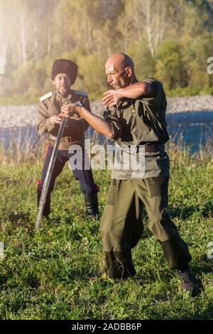 I discendenti dei Cosacchi in Altai Foto Stock