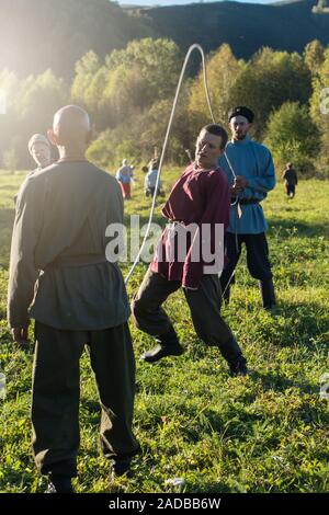 I discendenti dei Cosacchi in Altai Foto Stock