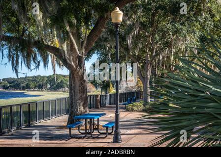 Il parco della città sul lago di Minneola vicino al centro storico di Clermont, Florida. (USA) Foto Stock