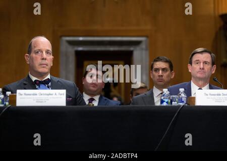 Washington DC, Stati Uniti d'America. 03 Dic, 2019. David Hale, Sotto Segretario di Stato per gli affari politici e Christopher Ford, Assistente Segretario per la sicurezza internazionale e la non proliferazione, testimoniare davanti al Senato degli Stati Uniti di comitato per le relazioni estere presso l'U.S. Campidoglio in Washington, DC, Stati Uniti, martedì 3 dicembre, 2019. Credito: Stefani Reynolds/CNP/MediaPunch Credito: MediaPunch Inc/Alamy Live News Foto Stock