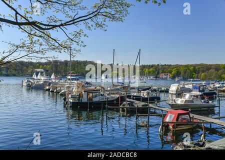 Bootsanleger Große Malche, Tegeler See, Tegel, Reinickendorf, Berlino, Deutschland Foto Stock