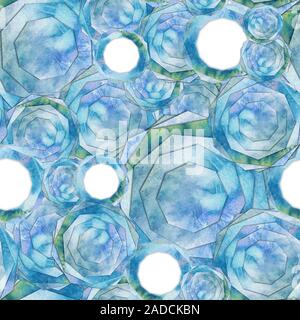 Abstract seamless acquerello blu ottagoni pattern Foto Stock