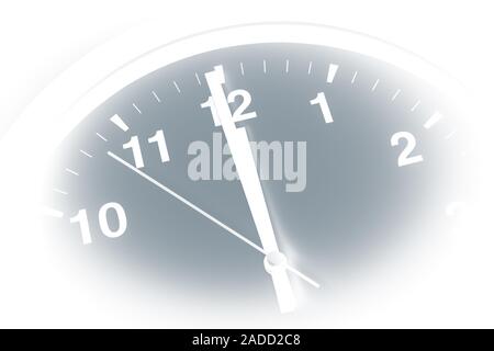 Classic orologio analogico puntando al 12 Foto Stock