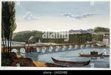 Vue du chateau et du pont de St Cloud - in 'Vues de Paris " par Courvoisier (, 1827 Foto Stock