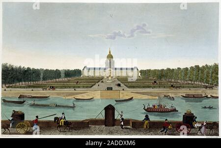 Vue du Champ de Mars et de l'Hotel des Invalides prise de l'autre cote de la Seine (Cours la Reine) - in 'Vues de Paris " par Courvoisier (, 1827 Foto Stock