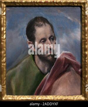 Etude pour une tete d'homme. Saint Jacques le mineur (Jacques d'Alphee, apotre de Gesù). Peinture de Domenikos Theokopoulos dit El Greco (1541-1614), Foto Stock