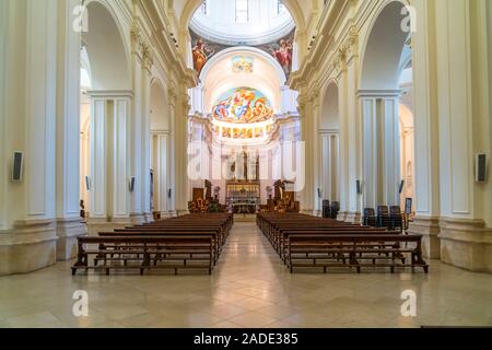 Innenraum der Kathedrale San Nicolo, Noto, Sizilien, Italien, Europa | Cattedrale di Noto Cattedrale dei Santi Nicola di mirra e Corrado interno, Noto, Sic Foto Stock