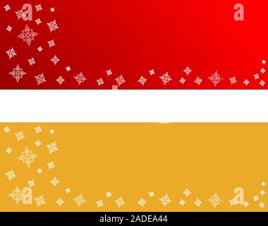 Banner di natale con stelle bianche in rosso e oro. Illustrazione di vettore isolato su bianco Illustrazione Vettoriale