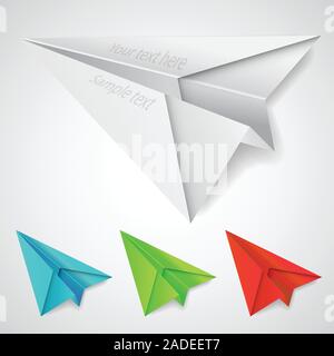 Illustrazione di aeroplani di carta in vari colori per il Web e elemento di design in formato vettoriale modificabile Illustrazione Vettoriale