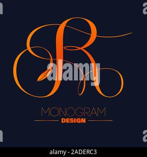 Lettera maiuscola R monogram design Illustrazione Vettoriale