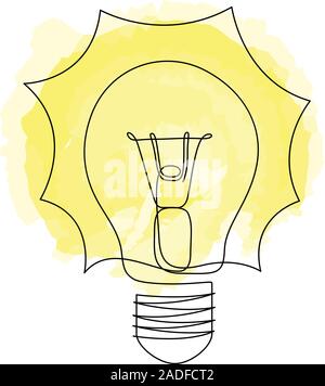 Una linea di disegno della lampadina luce di idea di simbolo. Linea continua di stile. Vettore Illustrazione Vettoriale