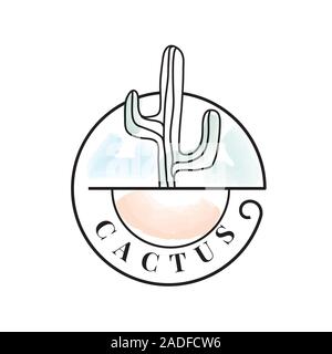 Vettore di Cactus logo. Icona di cactus. Illustrazione di cactus. Vettore Illustrazione Vettoriale