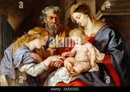 Peter Paul Rubens, il Matrimonio mistico di Santa Caterina, pittura, circa 1615 Foto Stock