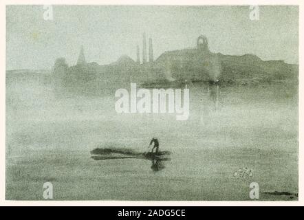 James McNeill Whistler, Nocturne, sul Fiume Tamigi a Battersea, stampa 1878 Foto Stock