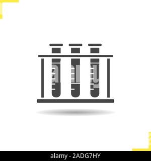 Provette icona rack. Ombra sfumata silhouette simbolo. Laboratorio chimico apparecchiature. Lo spazio negativo. Vettore illustrazione isolato Illustrazione Vettoriale