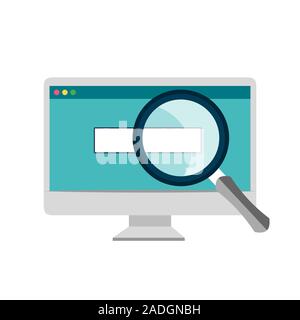 Ricerca on-line nel concetto di browser sul computer. Illustrazione Vettoriale Illustrazione Vettoriale