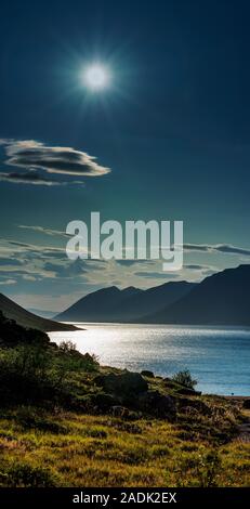 Area Dynjandi, cascate Dynjandi, Westfjords, Islanda Foto Stock