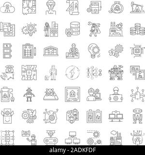 Linea di infrastruttura icone, segni, simboli vettoriali, illustrazione lineare impostato Illustrazione Vettoriale