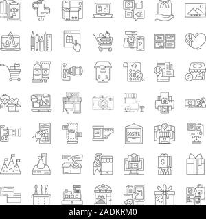 Produzione di icone lineare, segni, simboli linea del vettore illustrazione impostato Illustrazione Vettoriale