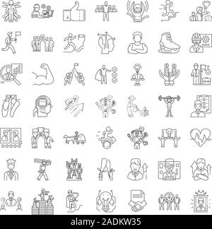 Perfomance icone lineare, segni, simboli linea del vettore illustrazione impostato Illustrazione Vettoriale