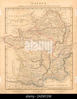 Antico romano Francia Gallia. Gallia Lugdunensis Francia. ARROWSMITH 1828 mappa vecchia Foto Stock