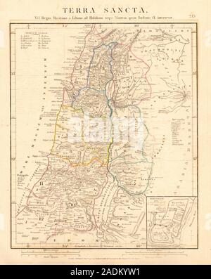 Antica Palestina. Terra Sancta. Terra Santa. Dodici tribù di Israele ARROWSMITH 1828 mappa Foto Stock