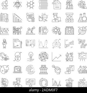 Esame delle icone lineare, segni, simboli linea del vettore illustrazione impostato Illustrazione Vettoriale