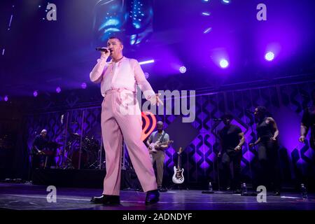 Sam Smith esegue al 106,1 Kiss FM il jingle Ball 2019 presentato dalla capitale uno a Dickies Arena sul dicembre 3rd, 2019 a Fort Worth, Texas. Foto Stock