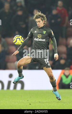 SOUTHAMPTON, Inghilterra - dicembre 4th Norwich City centrocampista Todd Cantwell durante il match di Premier League tra Southampton e Norwich City presso il St Mary's Stadium, Southampton il Mercoledì 4 dicembre 2019. (Credit: Jon Bromley | MI News) solo uso editoriale Credito: MI News & Sport /Alamy Live News Foto Stock