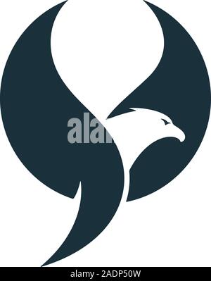 Flying Eagle simbolo su sfondo bianco. Abstract eagle icona. Illustrazione Vettoriale