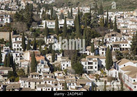 Il quartiere Albaicin nella città di Granada, Andalusia, Spagna Foto Stock