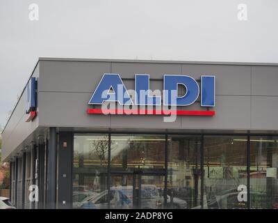 Supermercato Aldi segno esteriore in Francia. Foto Stock