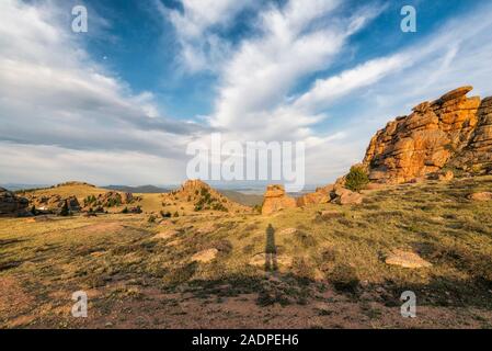 Ombra del fotografo in Lost Creek deserto Foto Stock