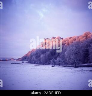 Tramonto al Castello di Stirling il solstizio d'inverno Foto Stock